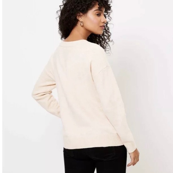 NWT LOFT Petite Fancy Dog with Bow Sweater - Picture 2 of 2